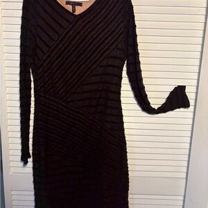 BCBGMaxAzria Black Textured Long Sleeve Dress
